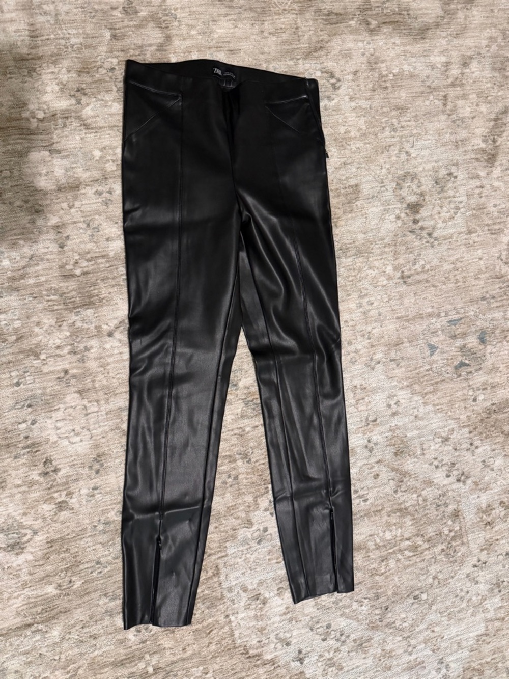 ZARA Black Faux Leather Leggings size S
